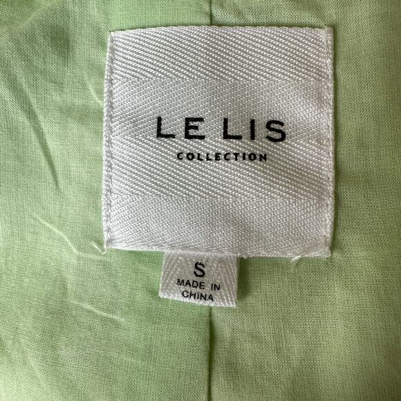 Le Lis Blazer Shorts Crop Top Green Yellow Gingham Plaid Suit 3 Pc Women's S/M - Picture 5 of 16